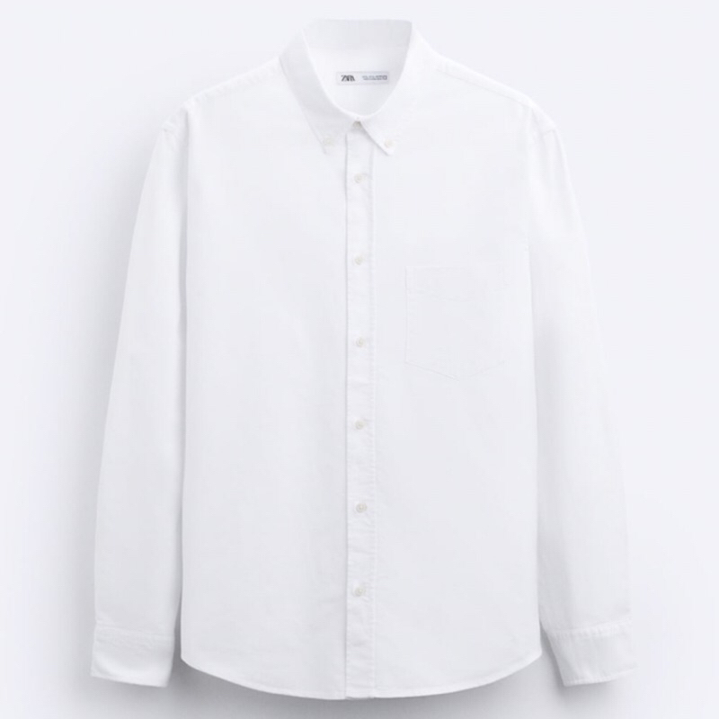 ZARA Men Oxford Shirt Kemeja Pria Lengan Panjang White