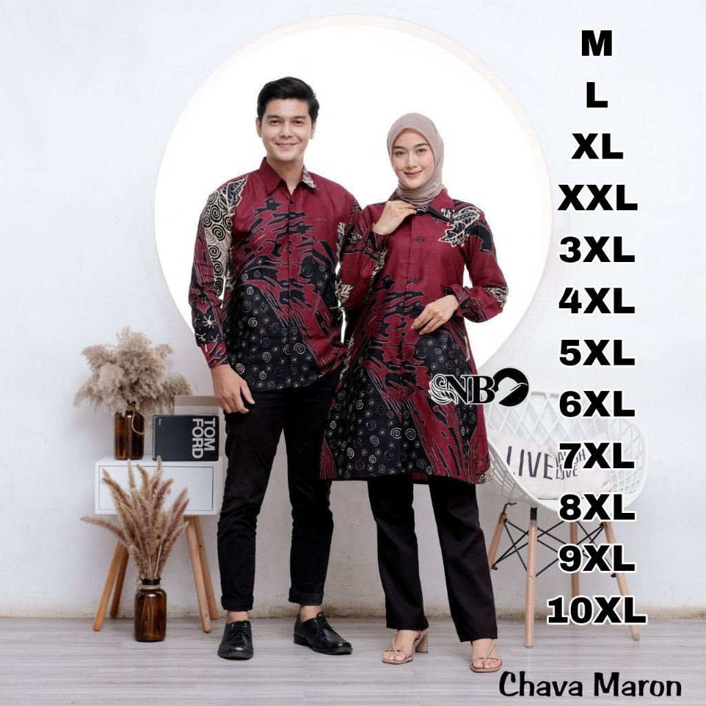 Couple Baju Batik Pria Wanita Jumbo Tunik Batik Cardi Couple Kemeja Batik Pria Lengan Panjang/Pendek