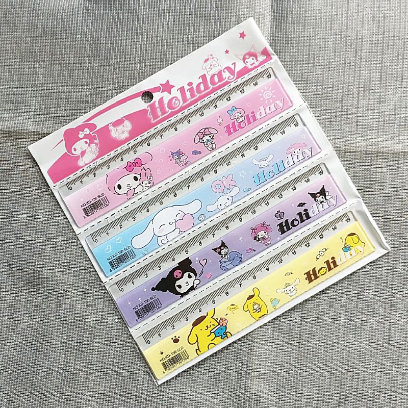 

4 pc Penggaris 15 cm gambar Sanrio Melody Kuromi Cinamoroll Purin
