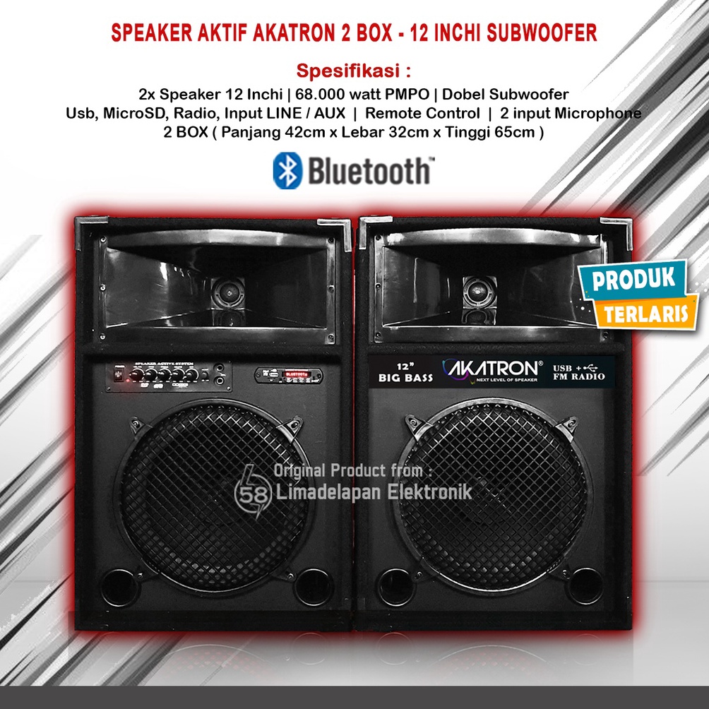 KODE H89U SPEAKER AKTIF 12 IN INCH INCHI SUBWOOFER  BLUETOOTH DAPAT 2 BOX AKATRON 1285 LEBIH OK DARI