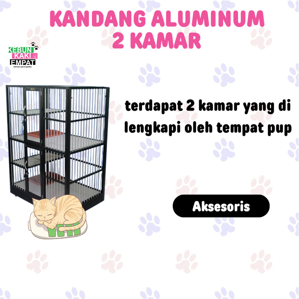 Kandang Kucing Aluminium 2 Kamar Sejajar