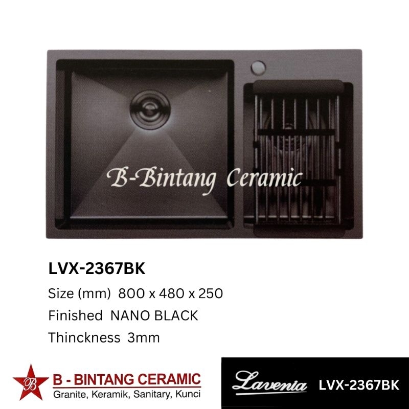 LAVENIA Sink Cuci Piring LVX-2367BK 80x48x25