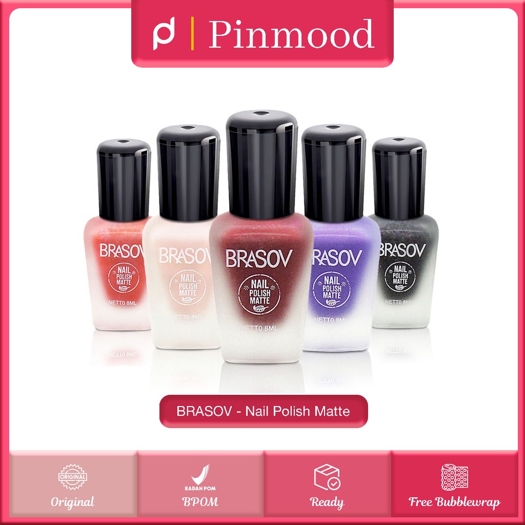 BRASOV - NAIL POLISH MATTE ( 8 ml ) - Cat Kuku Matte Kutek Kuteks Berkilau Awet & Tidak Mudah Rusak 