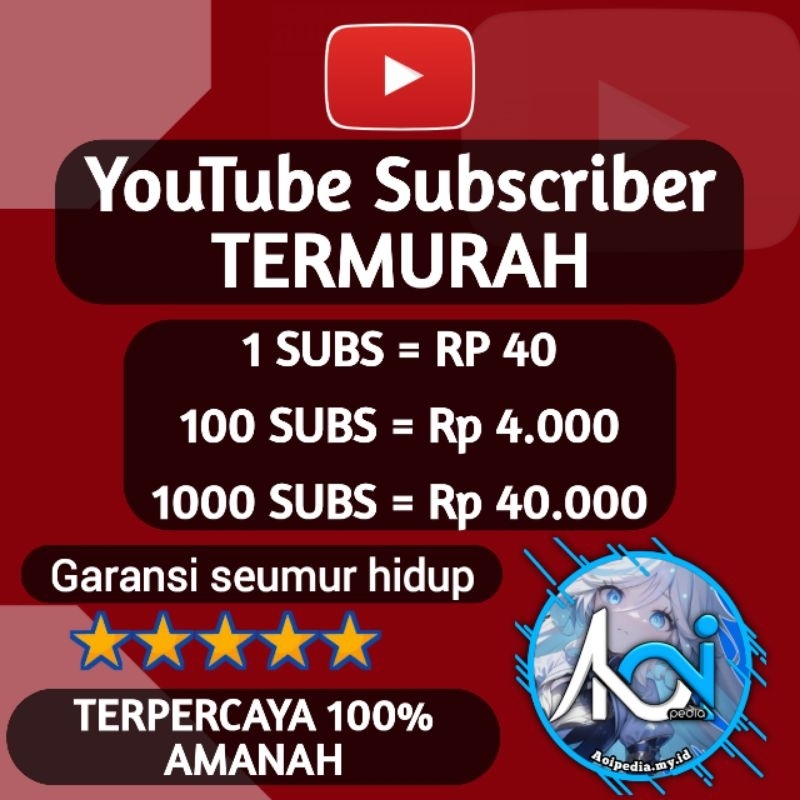 SUBSCRIBER YOUTUBE TERMURAH 100% garansi selamanya
