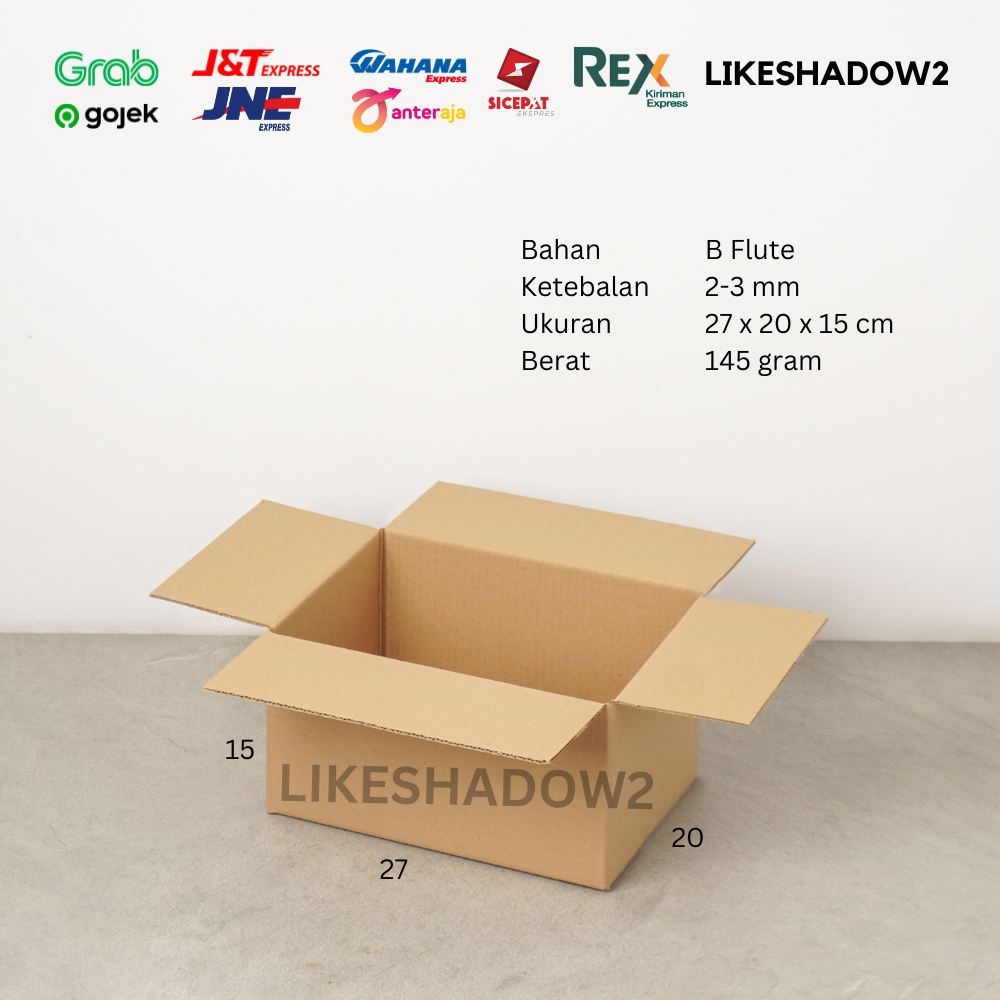 

Kardus Packing/ 27x20x15 cm/ 27 x 20 x 15 cm / Dus Online Shop/ Kotak Packaging/ B Flute