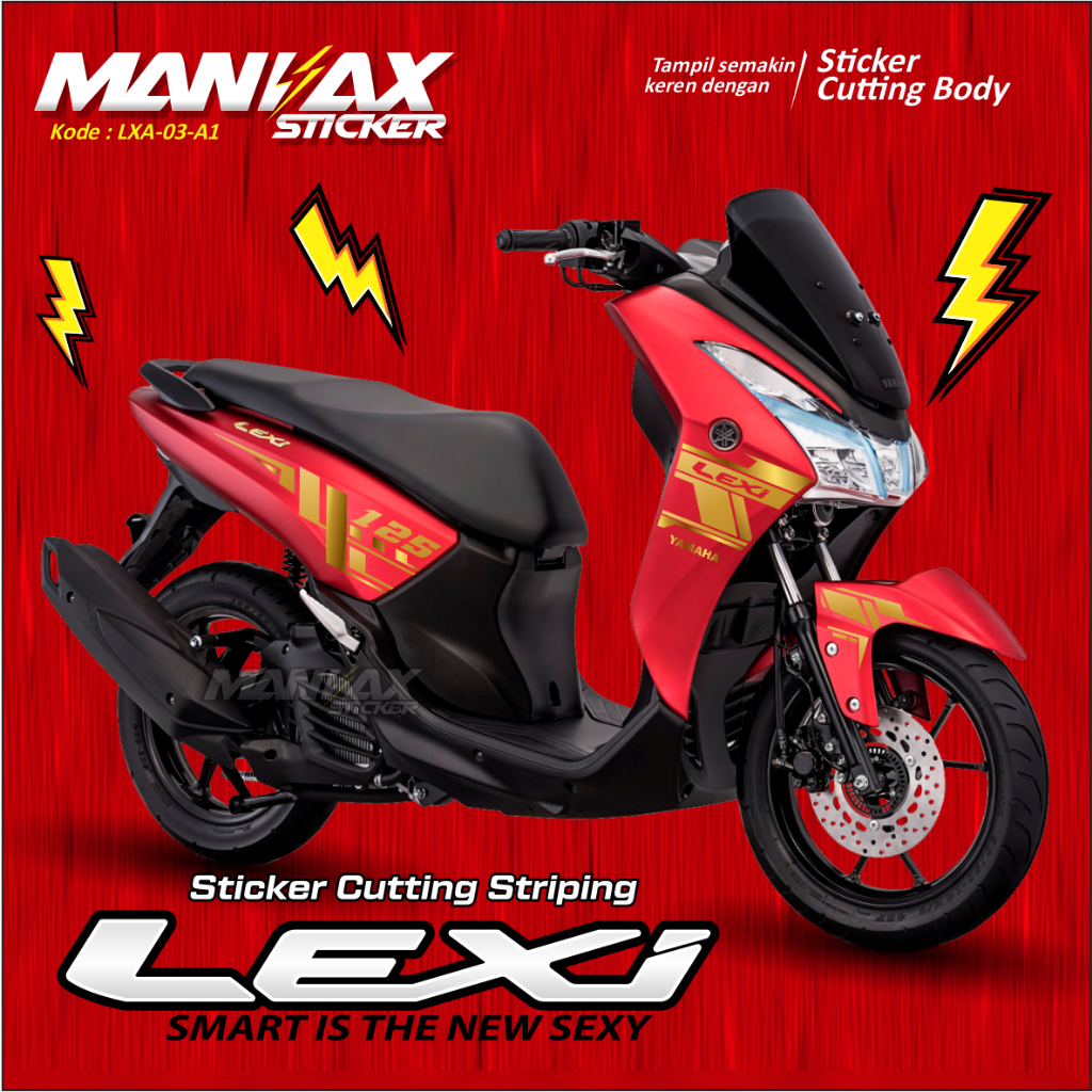 Sticker Cutting Lexi Gold Metalik - Aksesoris Motor Stiker Motor Lexi - LX03