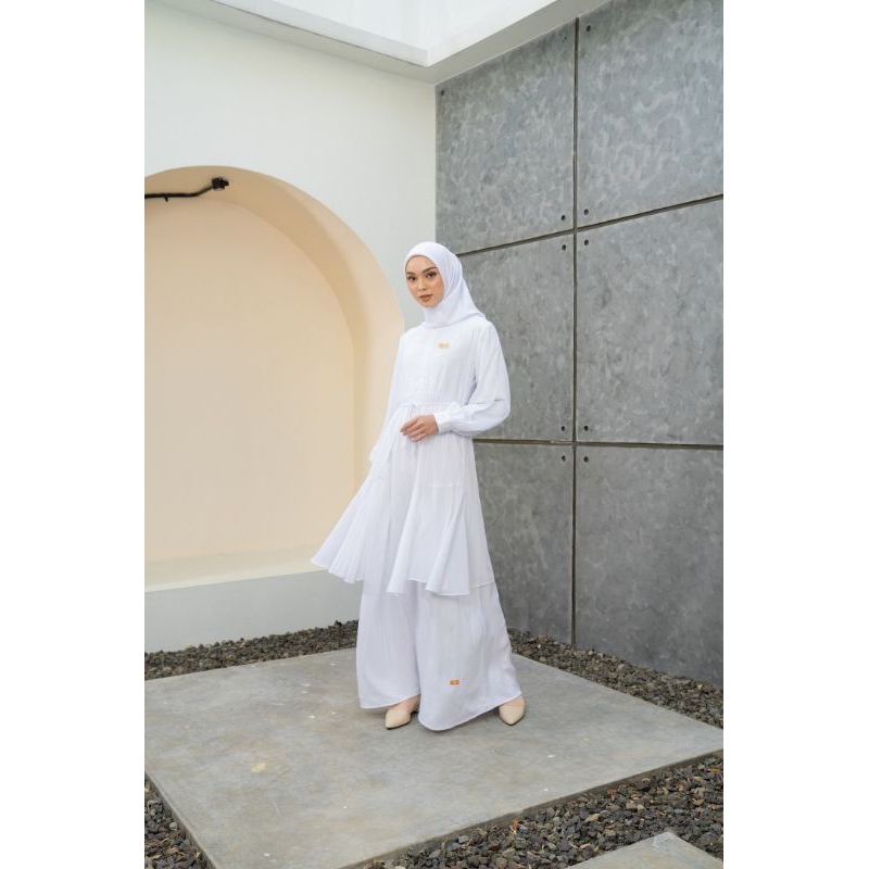 gamis nibras sarimbit mecca white