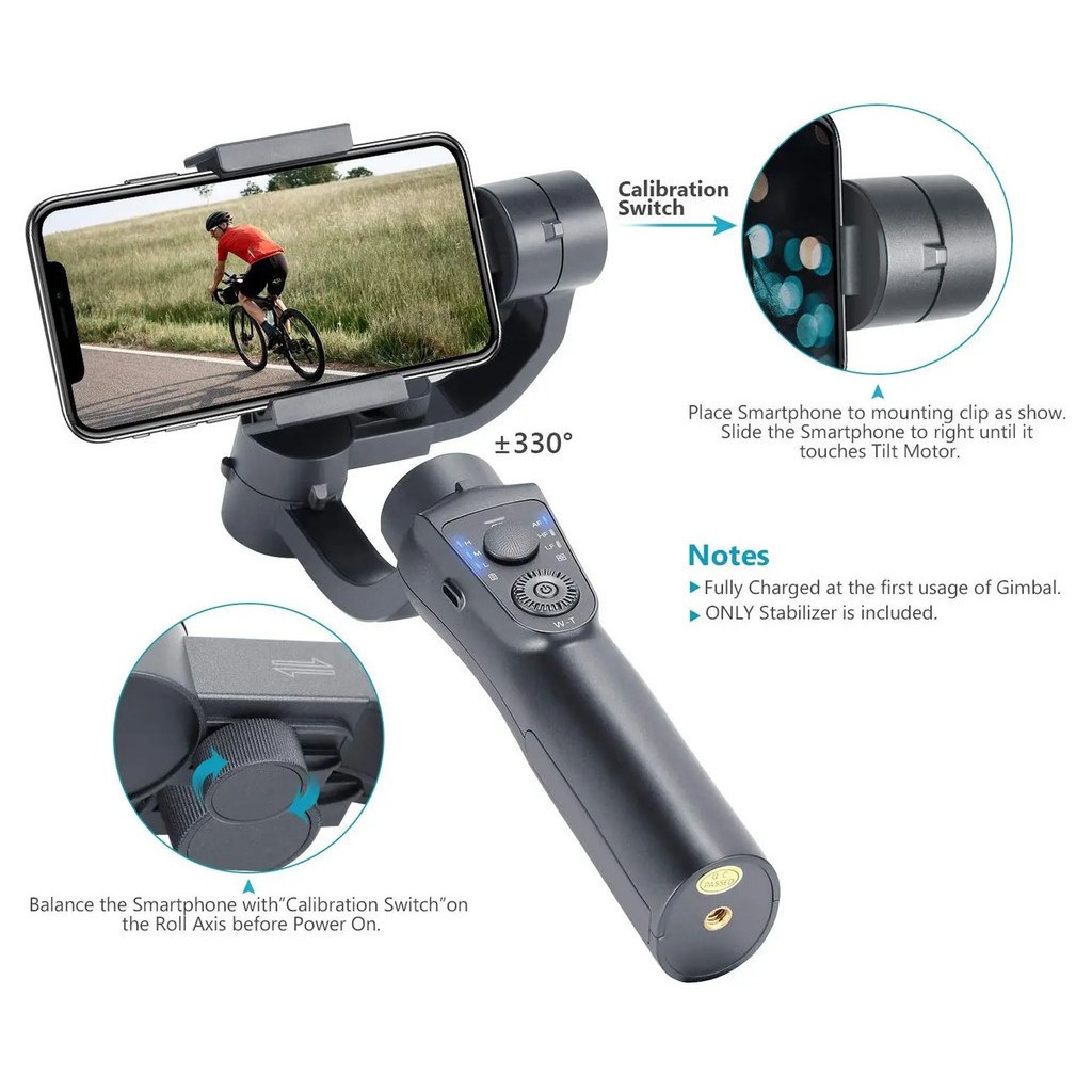 Auto Face Tracking Gimbal S5B Handphone Stabilizer 360° & Action Cam Ultra Stable