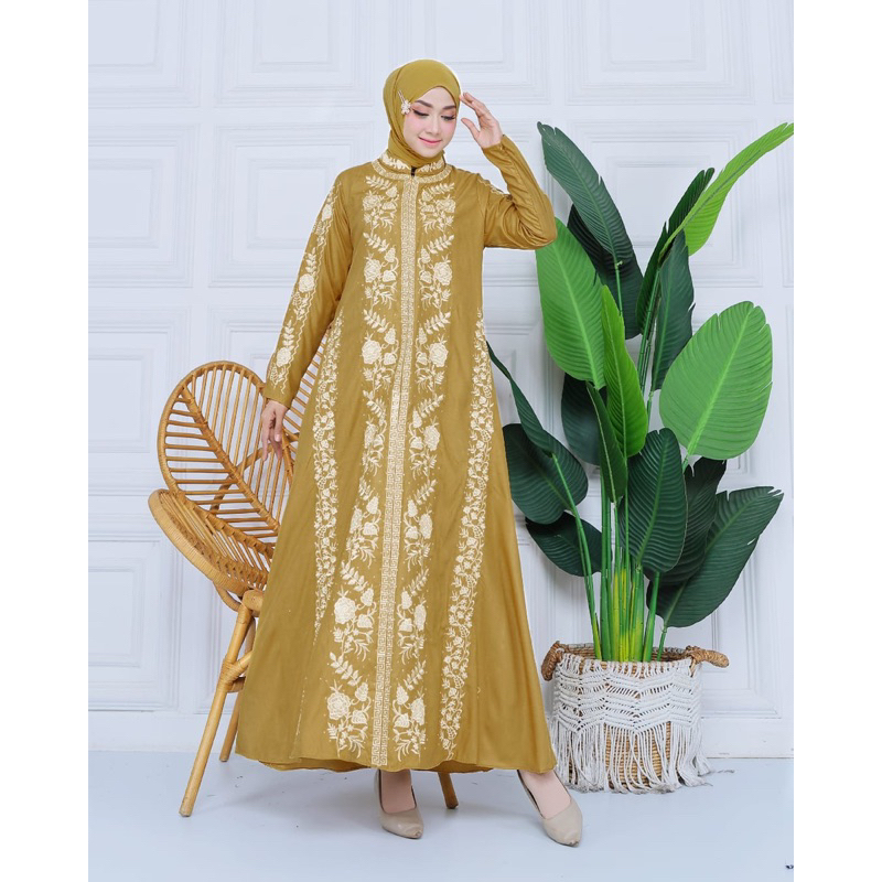 Madina inayah/gamis bordir katun/gamis katun bordir/gamis toyobi bordir /gamis katun toyobo