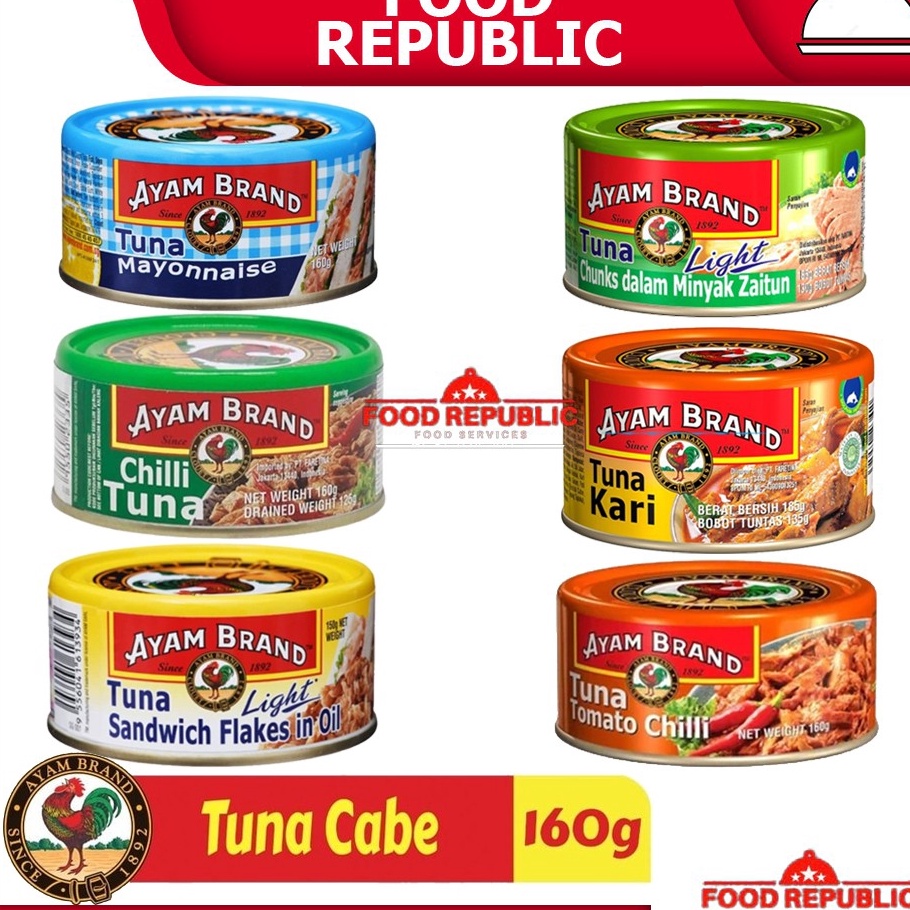 

Terlaris AYAM BRAND 16 GR IKAN TUNA KALENG RASA TOMAT CHUNKS IN OIL CABE CURRY OLIVE OIL MAYONAISE