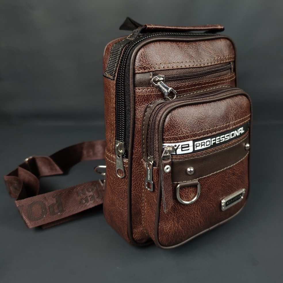 PROMO ALE Tas Selempang Pundak Polo Original Amstar Bahan Kulit Dengan Model Kotak Gantungan Kunci Y