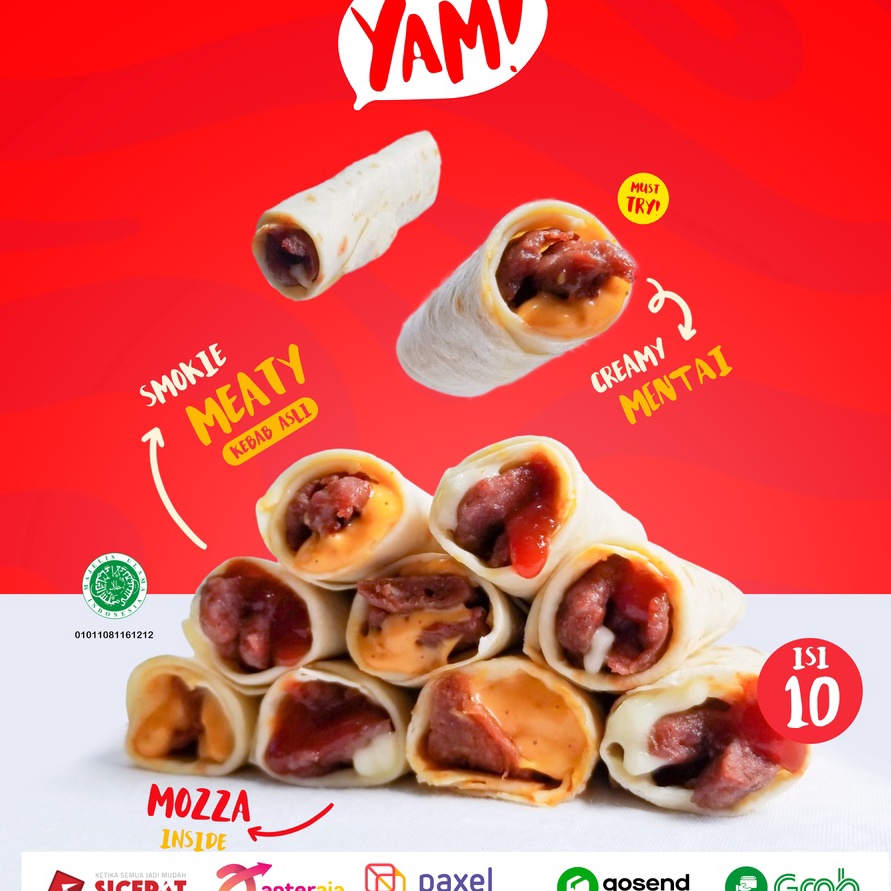 

COD NEWPRODUCT PROMO Kebab Mini Isi 1 Original Yam Mozarella Creamy Mentai Snack Cemilan Frozen