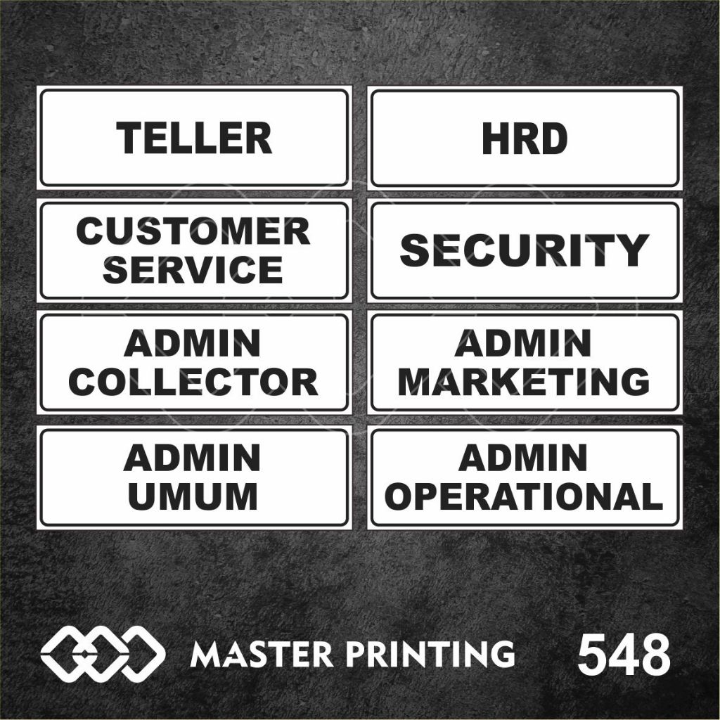 

548 - Stiker Nama Ruangan Staff di Kantor/Perusahaan, Sticker Vinyl, Tahan Air, dan Bisa Custom