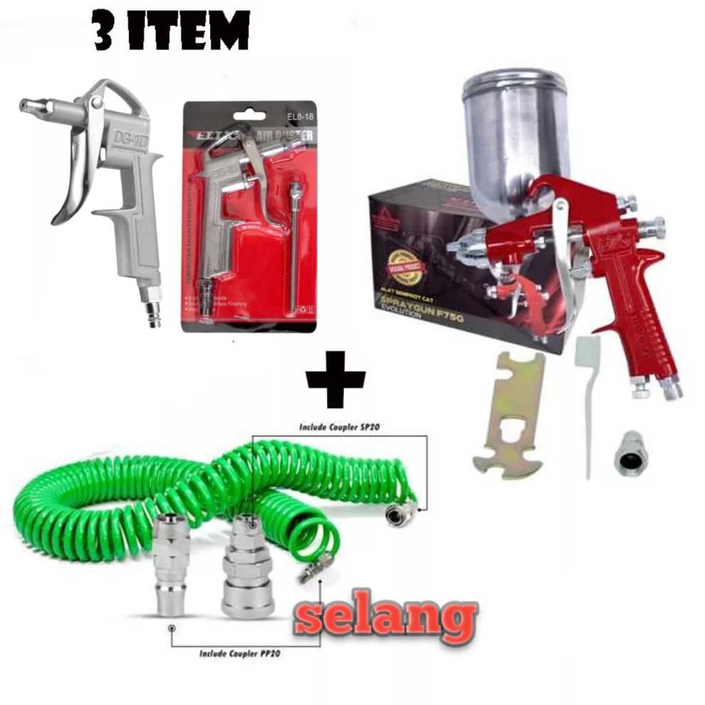 66 MALL PAKET Spray Gun  Alat Semprot Cat spet Spray Gun F75G Semprotan Cat Kompresor Angin tabung a