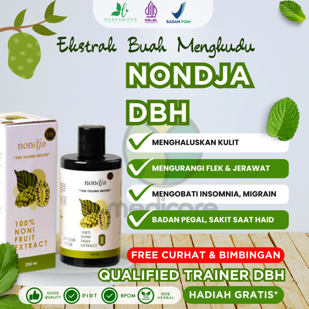 HERBALOV MINUMAN EKSTRAK BUAH MENGKUDU NONI NONDJA menutrisi kulit dan tubuh, mencerahkan kulit dan 