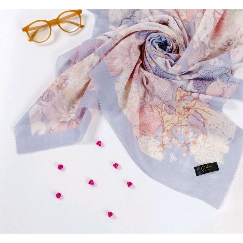 Syahira Hijab Motif Bunga Bahan Voal Premium Lasercut