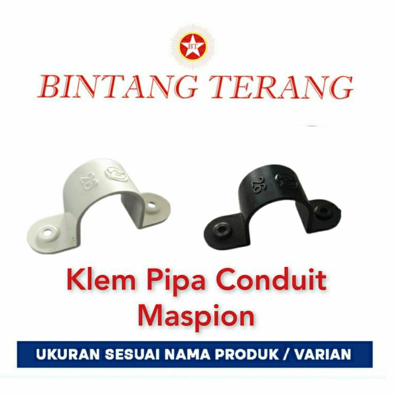 Klem Pipa PVC 1/2" 22 mm Clamp Conduit Klem Omega Pipa Listrik Clipsal