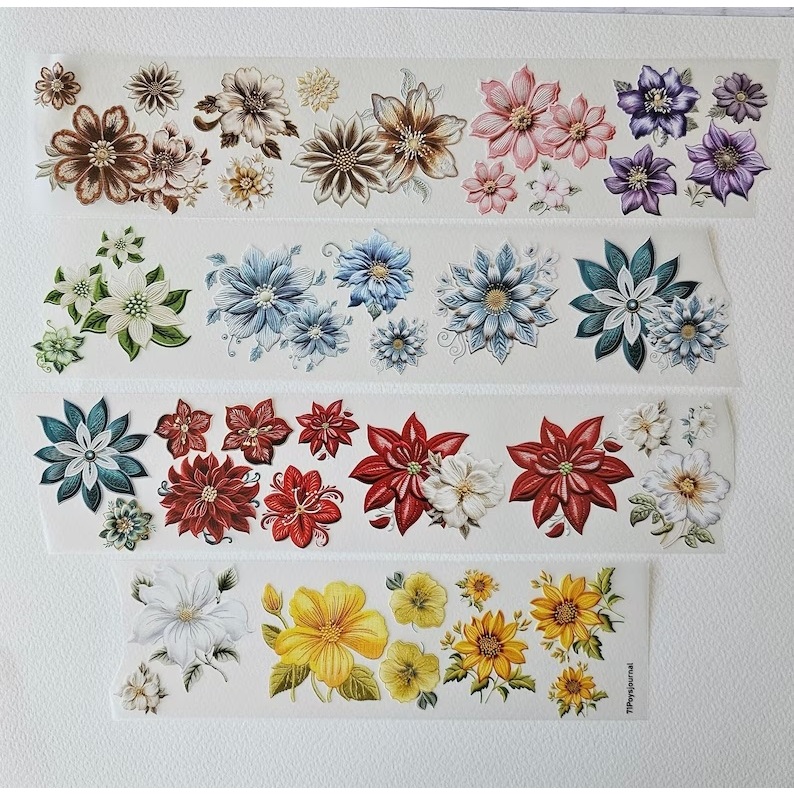 

71Poysjournal Embroidery Flower PET Tape Sticker - (Indonesian Brand)