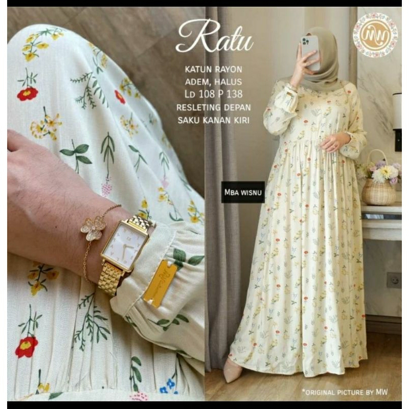 RATU HAURA DAISY DRESS RAYON WANITA GAMIS ADEM MODIS CASUAL MOTIF CANTIK BEST SELLER BY MW MBA WISNU