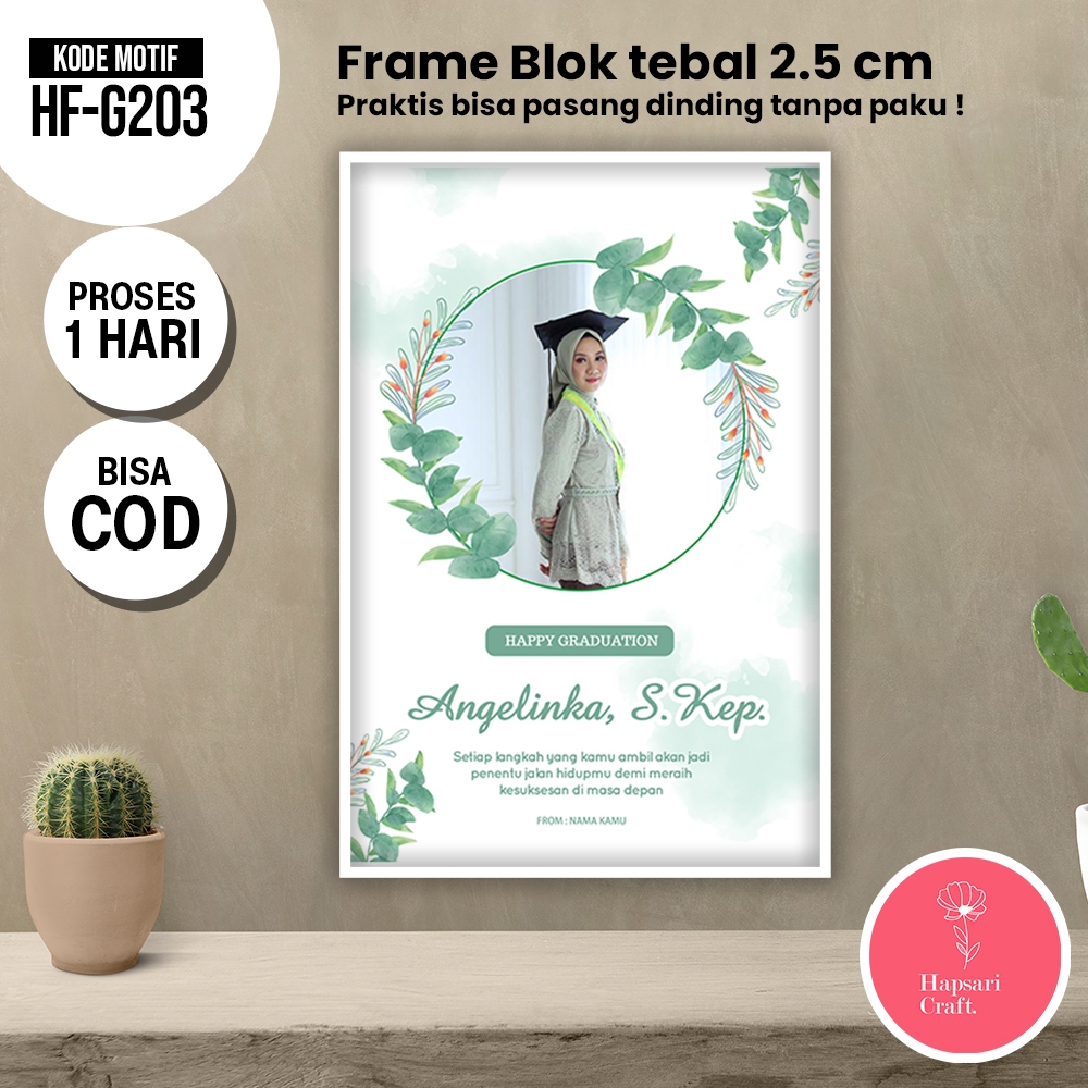 FRAME BLOK Kado Hadiah Wisuda Cewek-Cowok Cetak Foto Premium SEHARI JADI HF-G2