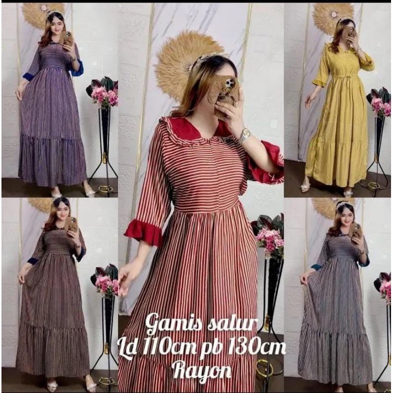DRESS SALUR REMPEL BERKERAH//GAMIS SALUR BUSUI