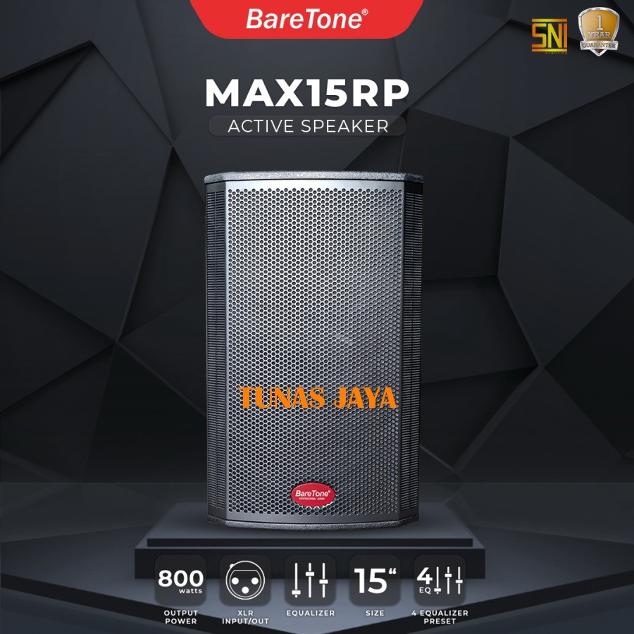 Speaker Aktif 15 inch Baretone MAX15RP Original MAX 15 RP MAX 15RP 800 watt harga 1pasang