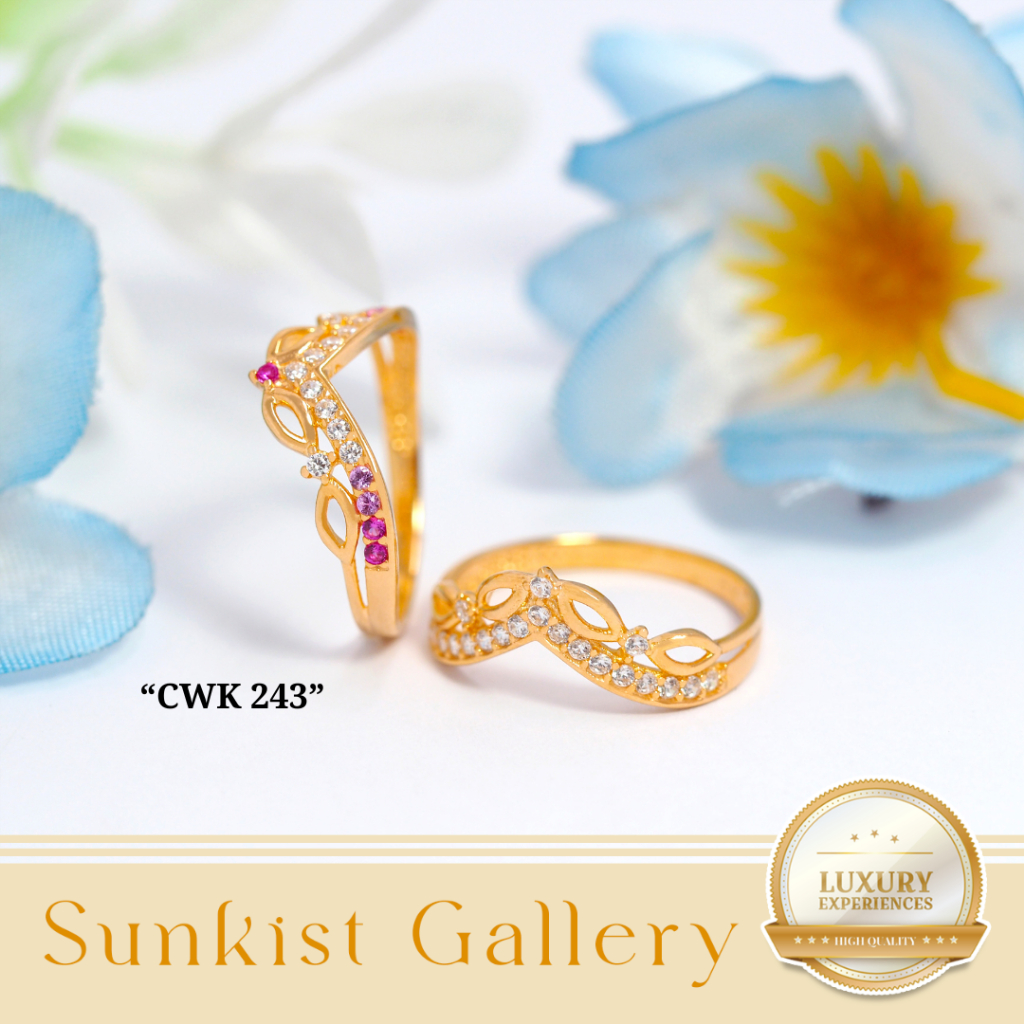 CINCIN WANITA EMAS ASLI KADAR 6K(300) & 8K(375) CINCIN MODEL MAHKOTA AUREL TERBARU KODE CK 243