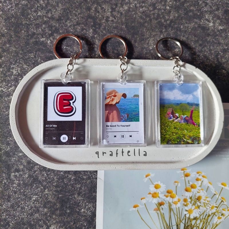 Gantungan Kunci Akrilik Foto Custom Spotify || Ganci Foto Polaroid || Ganci custom playlist foto