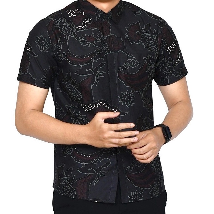 COD CBS 725 HEM KEMEJA BATIK PRIA SLIM FIT LENGAN PENDEK COLIN DION