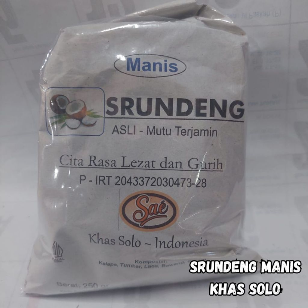 

SERUNDENG SRUNDENG MERK SAE MANIS 250GR OLEH OLEH KHAS SOLO