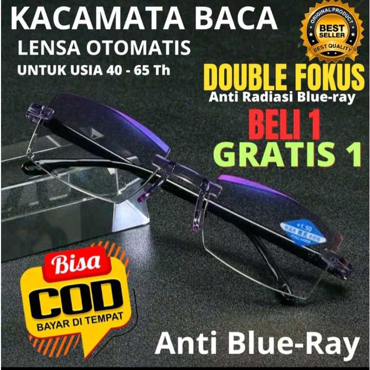 PROMO BELI 1 GRATIS 1 Kacamata Baca Plus 2 Fungsi Baca Dan Jalan Double Lensa Anti Radiasi Blueray K