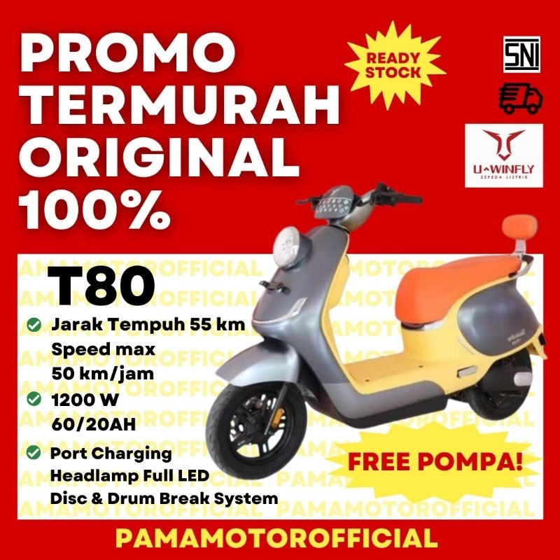 READY UWINFLY T80 Sepeda Motor Listrik Electric Bike