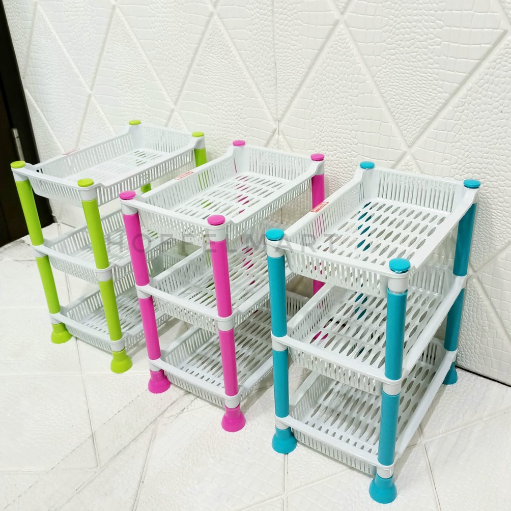 66 STOK READY Rak Segi Plastik Serbaguna Susun 3 DX  Rak Meja Kosmetik Bumbu