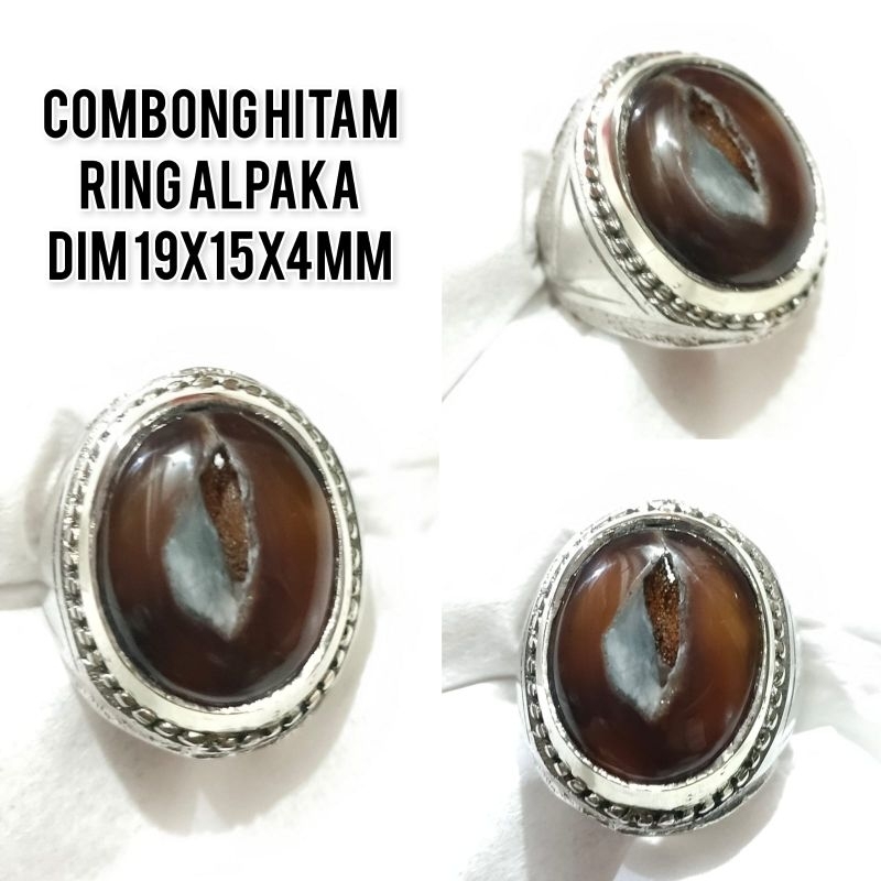 CINCIN BATU AKIK COMBONG HITAM RING ALPAKA