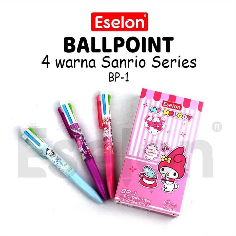 

1 Pcs Pulpen Cetek 4 Warna Sanrio BP-1 / Pulpen Cetek 4 Warna Anak Anak