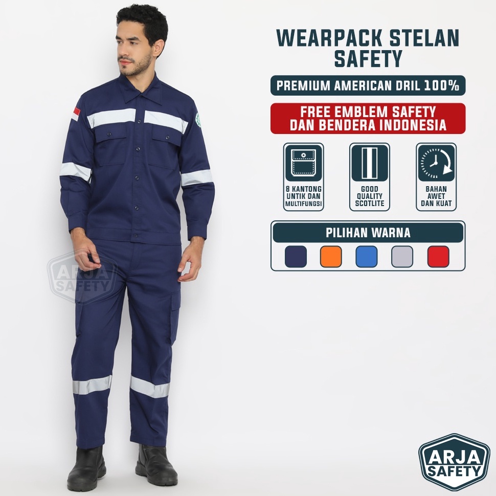 New event ARJA SAFETY  FREE LOGO SAFETY  BENDERA  Wearpack Setelan Safety Baju Setelan Safety Baju S