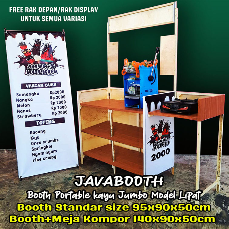 BOOTH PORTABLE KAYU / GEROBAK LIPAT / MEJA LIPAT / STANDAR / MEJA KOMPOR