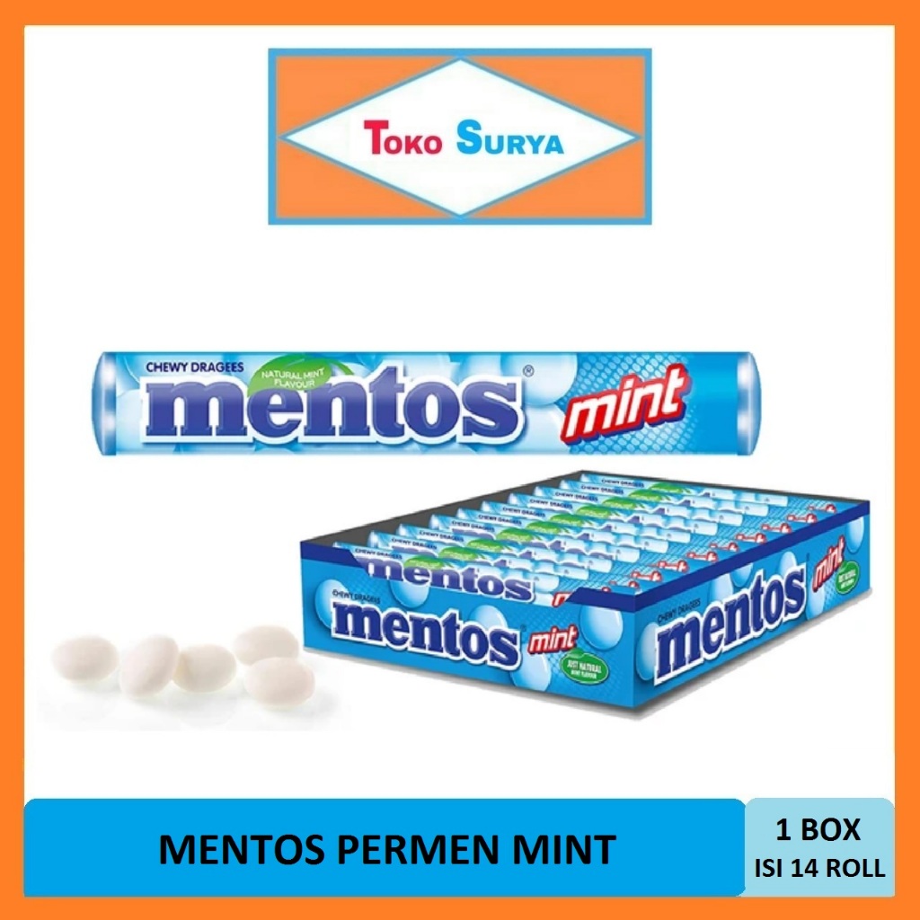 

Permen Mentos Roll Rasa Mint 1 Box Isi 14 Roll