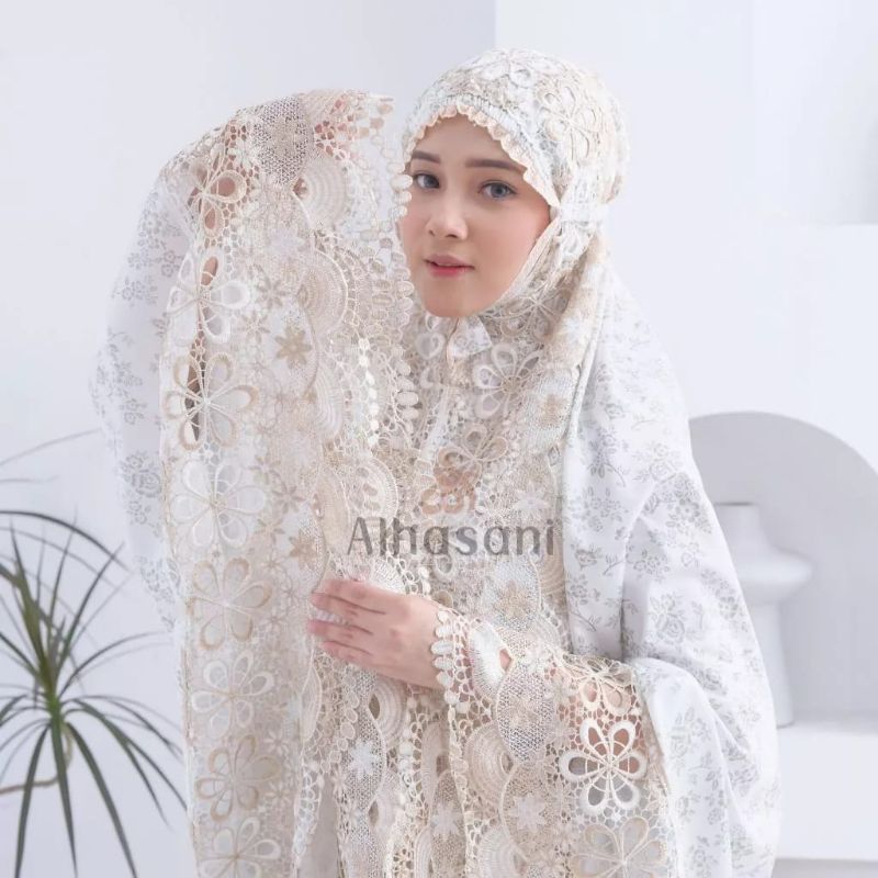 Mukena Dewasa Renda Mewah Katun Super Foil Terbaru/Mukena Jumbo Renda Mewah