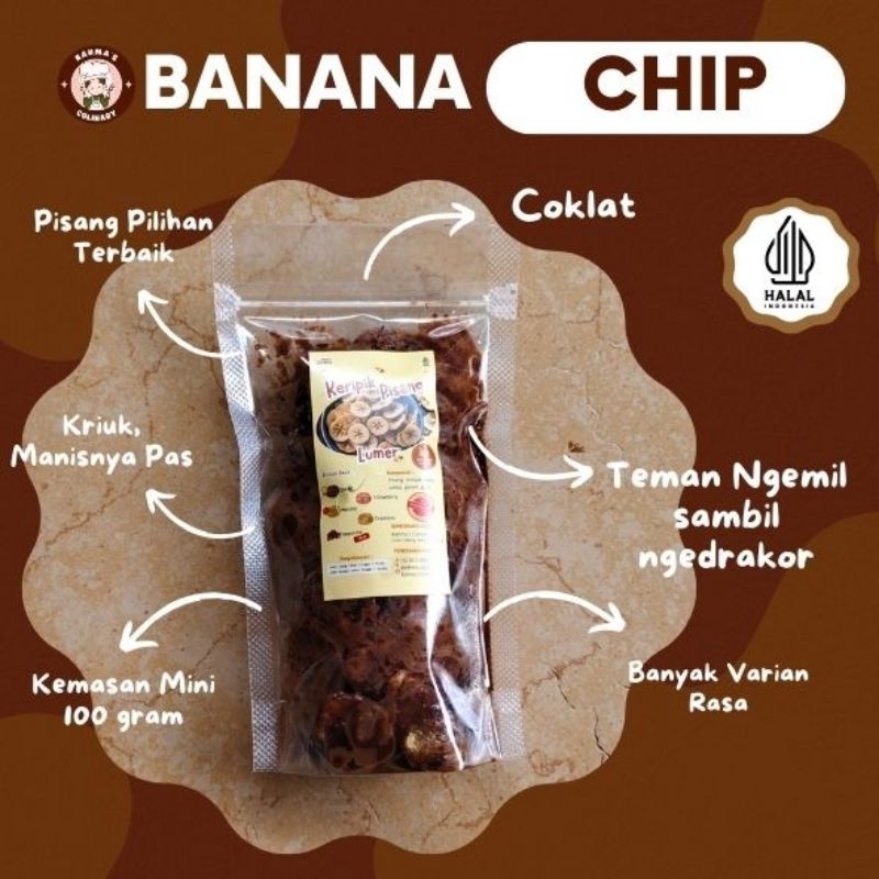 

Keripik Pisang Lumer Coklat/Banana Chips/Choco/Chocolate/100g