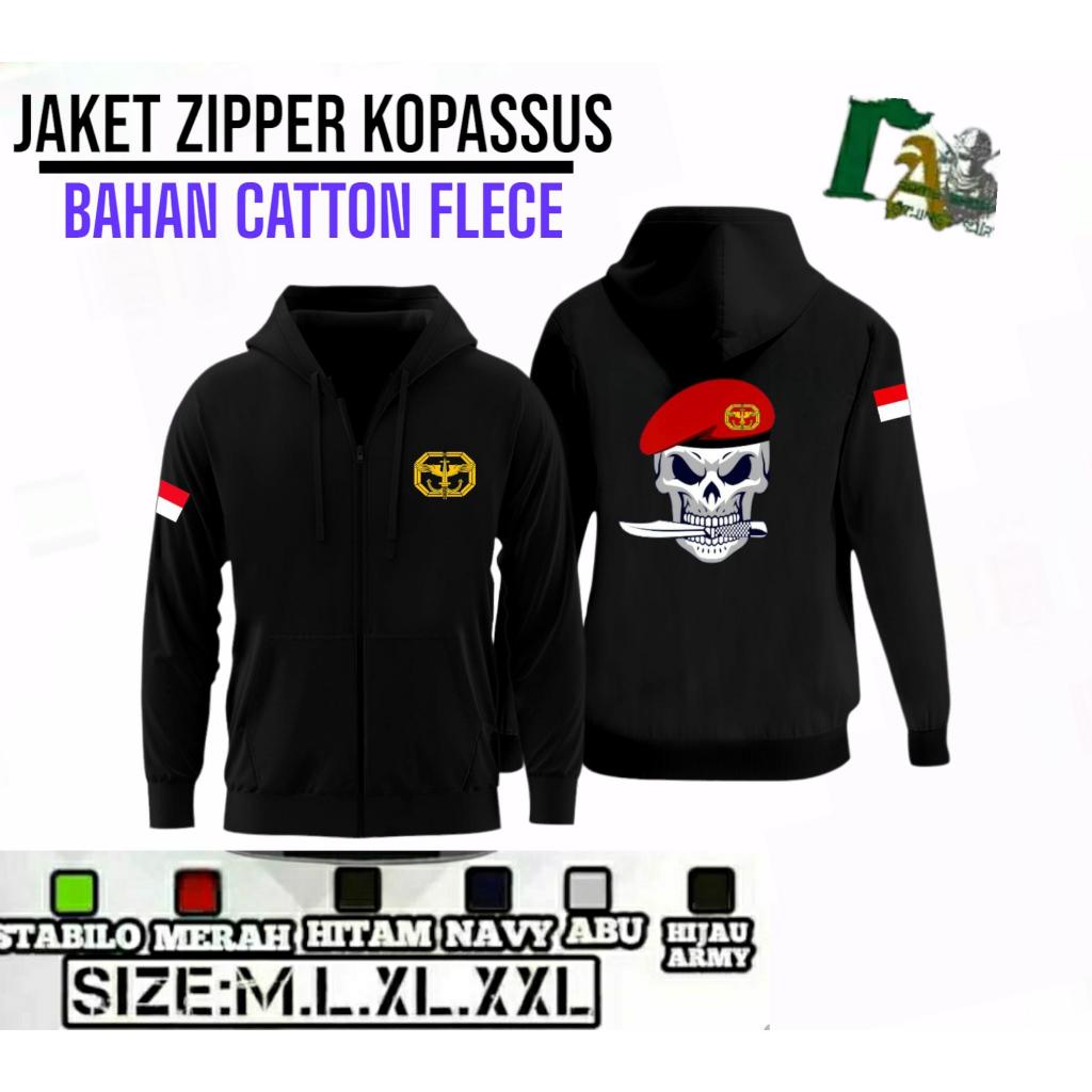 JAKET ZIPPER KOPASSUS TENGKORAK/JAKET KOPASSUS