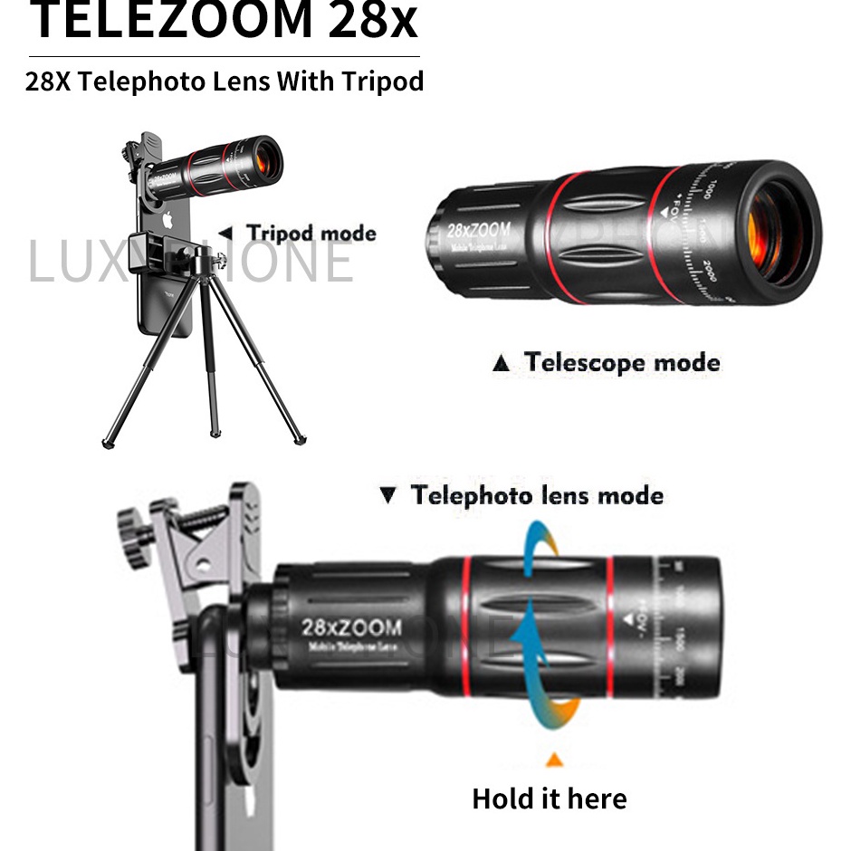 Qyf Telezoom Apexel 18x25 Zoom Telezoom Apexel 28x Zoom Lensa Zoom Lens Kamera Tele Zoom HP 18X Zoom
