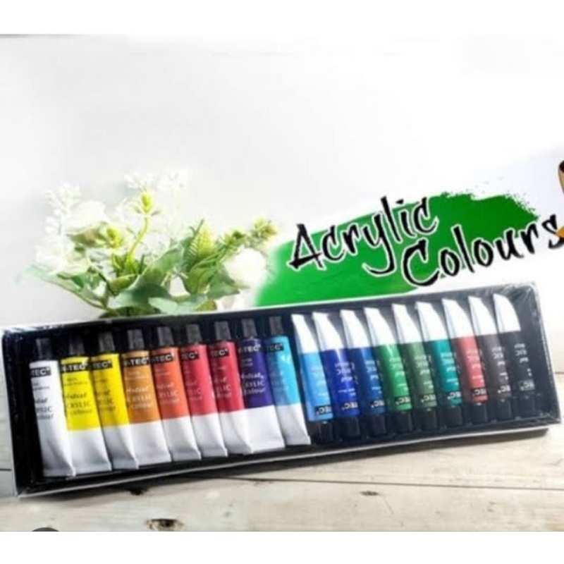 

V-tec Acrylic set 18 - Cat Acrylic Colour Paint set 18warna 6ml - Cat lukis akrilik VTEC