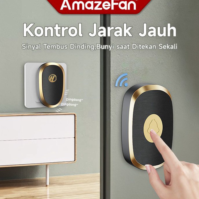 HP Amazefan Bel Rumah Tanpa Kabel Bel Rumah Tanpa Kabel Bel Pintu Rumah Wireless Waterproof Lampu Rg