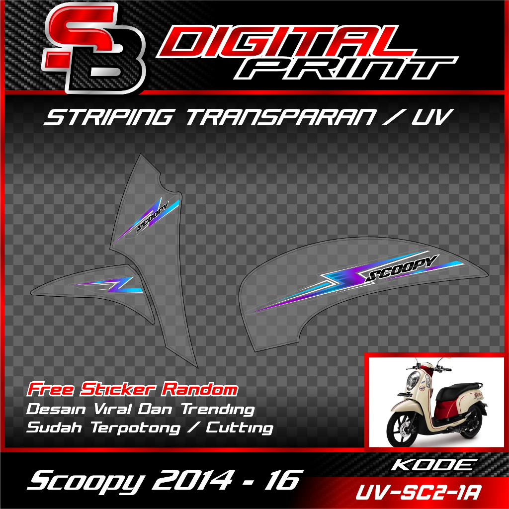 striping transparan scoopy fi - striping uv transparan desain simple