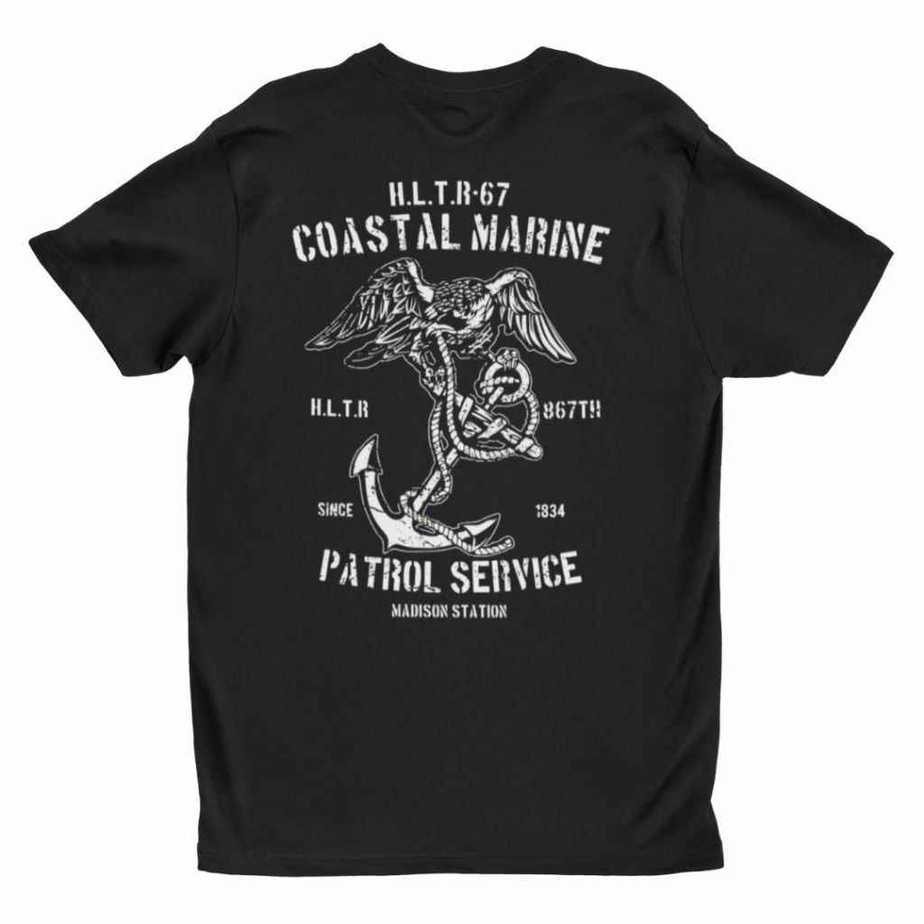 Kaos Vintage Retro Madison Coastal Marine Black