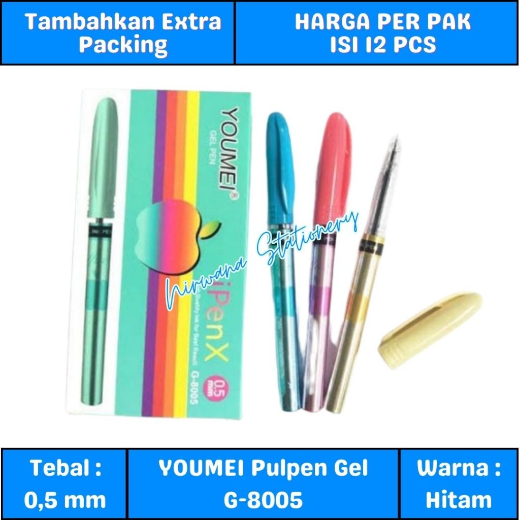 

(12 Pcs) Youmei Pulpen Gel G-8005 / Ballpoint / Bolpen