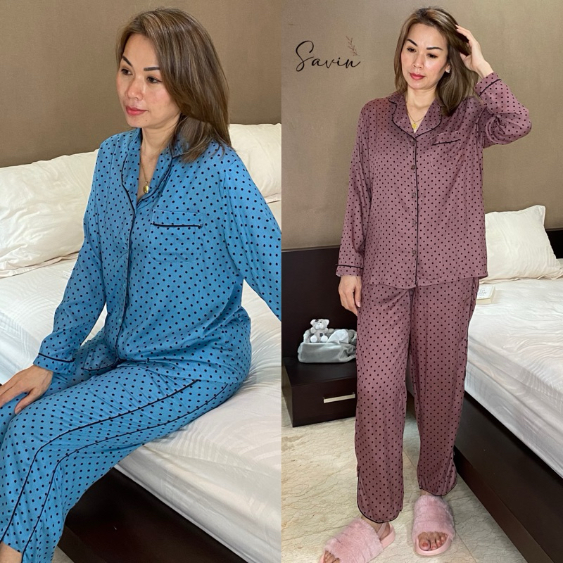 SAVINHOMEWEAR - Baju Tidur // Setelan Wanita // Oneset Wanita // Baju Rumahan Rayon Premium Polkadot