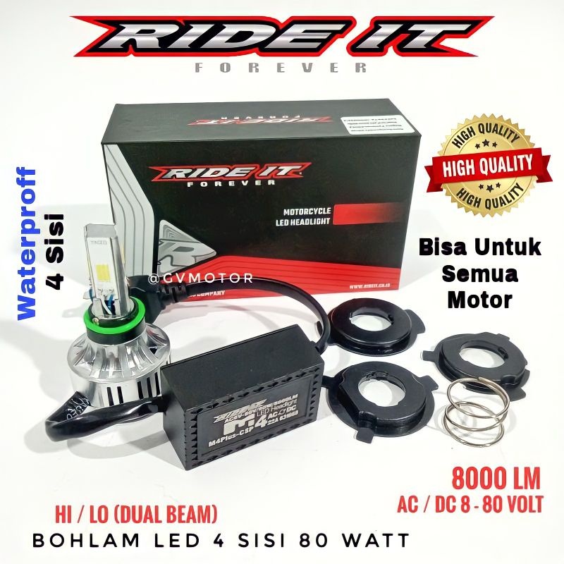 DOP LED BOHLAM LED LAMPU DEPAN KIPAS 90 LED 4 SISI 80 W AC DC BEAT VARIO TIGER JUPITERZ UNIVERSAL