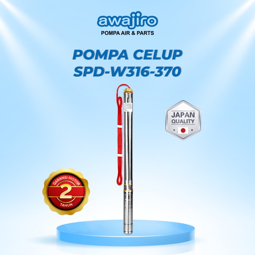 Awajiro SPD-W316-370 Pompa Air Satelit 3 inch  Lisensi Jepang 370 watt dengan kabel 30M tersambung P